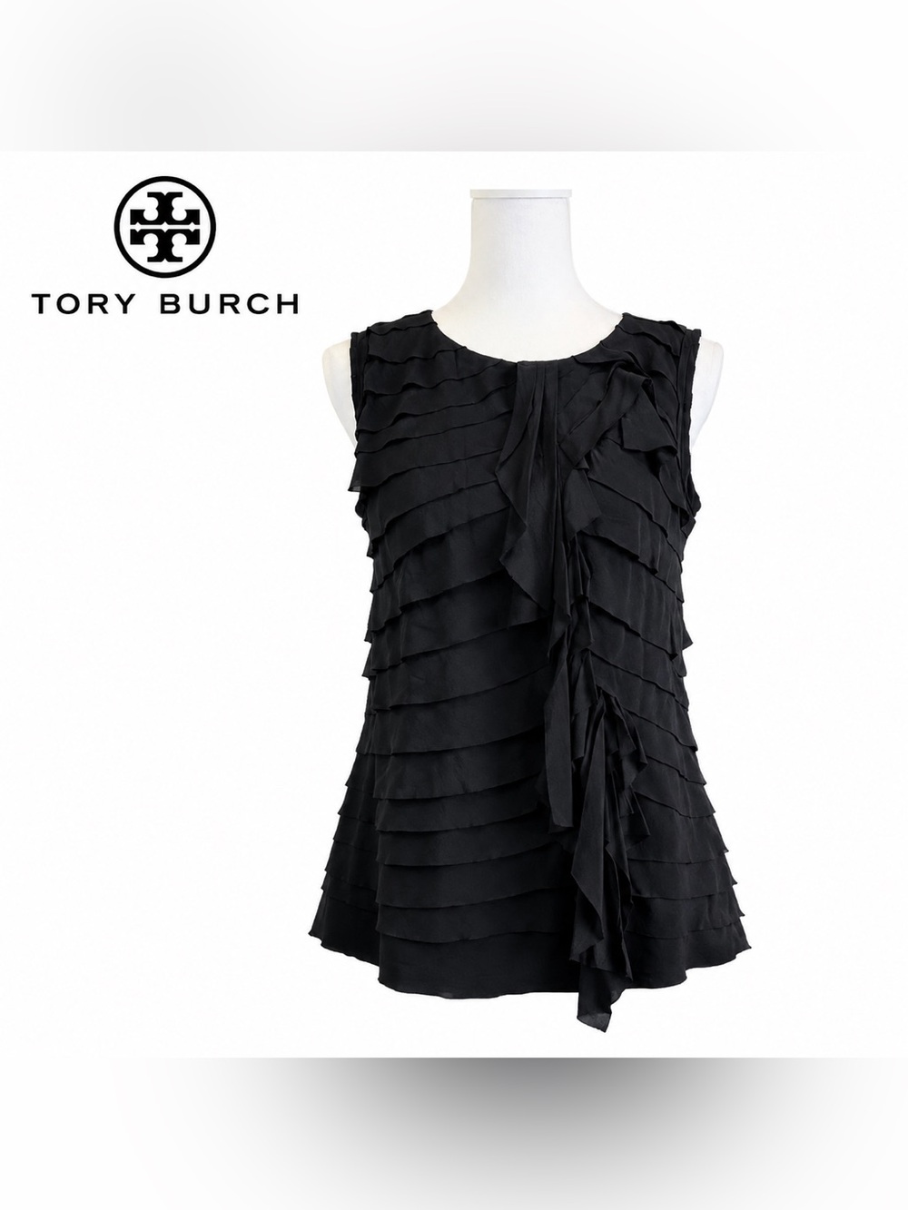 Tory Burch Black Layered Sleeveless Blouse